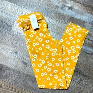 Girls Medium - mustard floral leggings